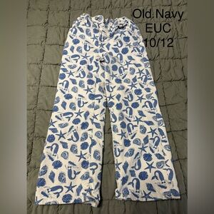 Old Navy Blue and White Seashell Print Pants